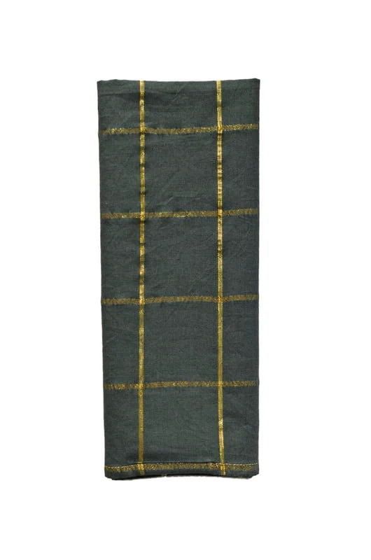 Serviette forêt carreaux or