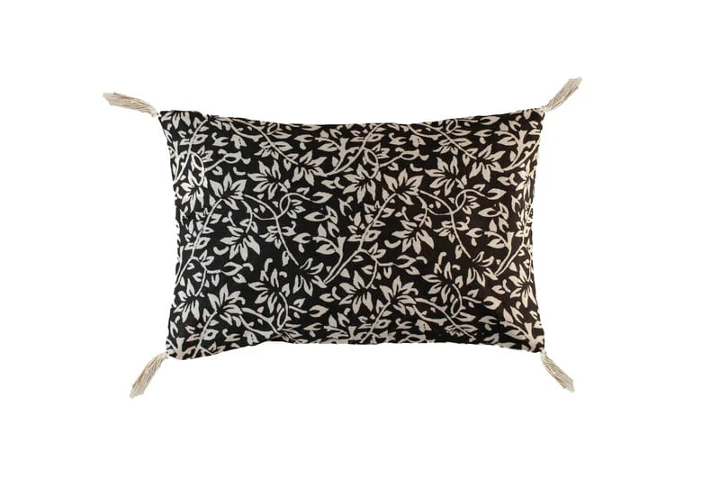 Coussin feuille noir 20 x 30 cm