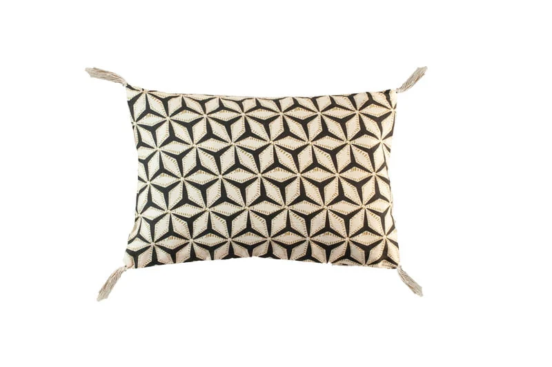 Coussin étoile blanc et noir 20 x 30 cm