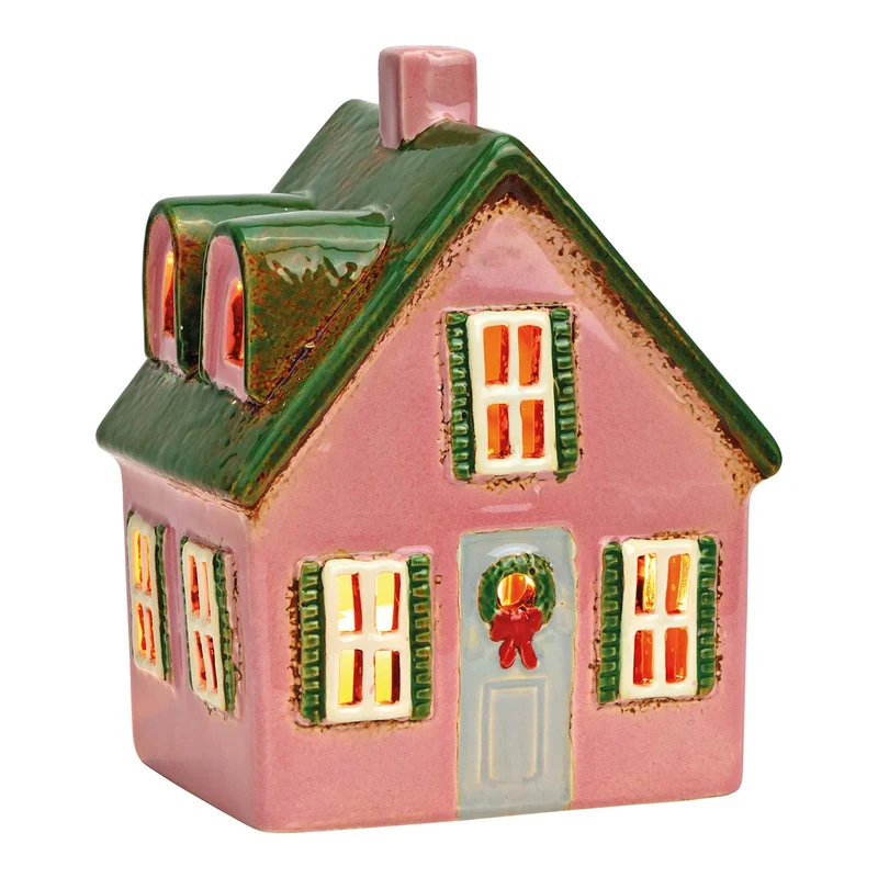 Maison photophore rose et verte