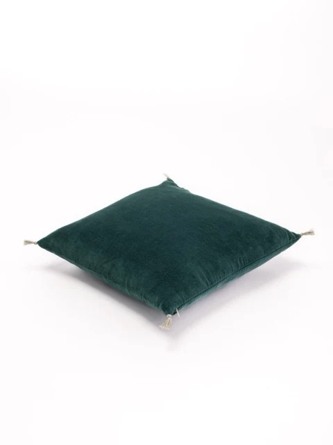 Coussin velours bleu canard