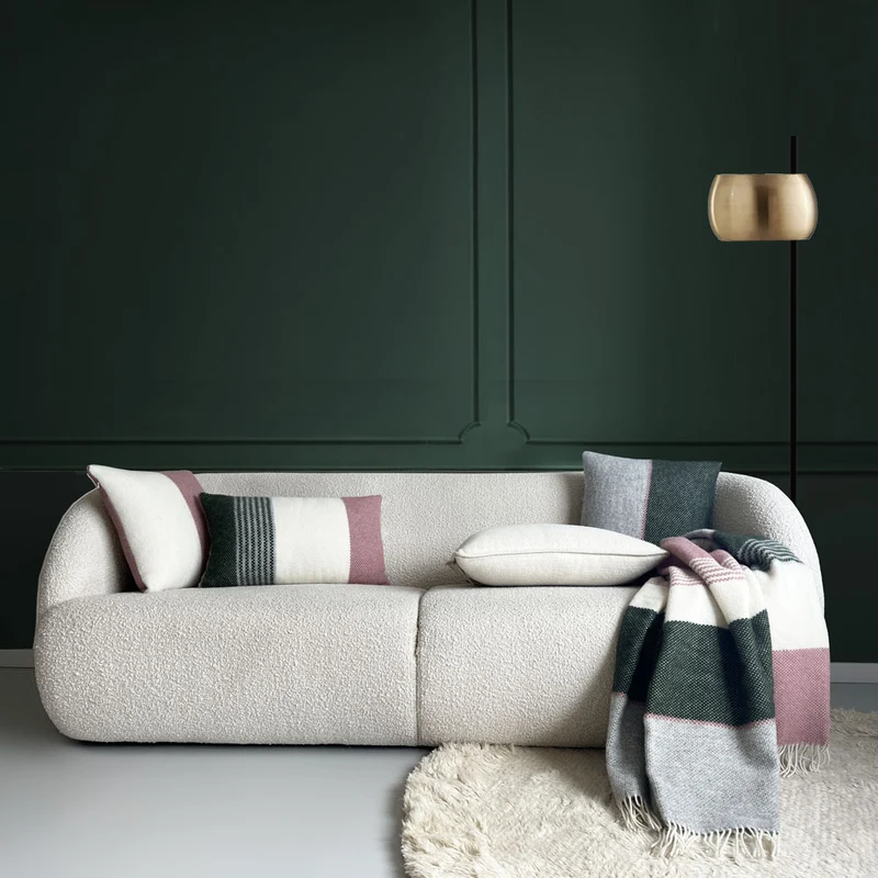 Plaid en laine rose et vert