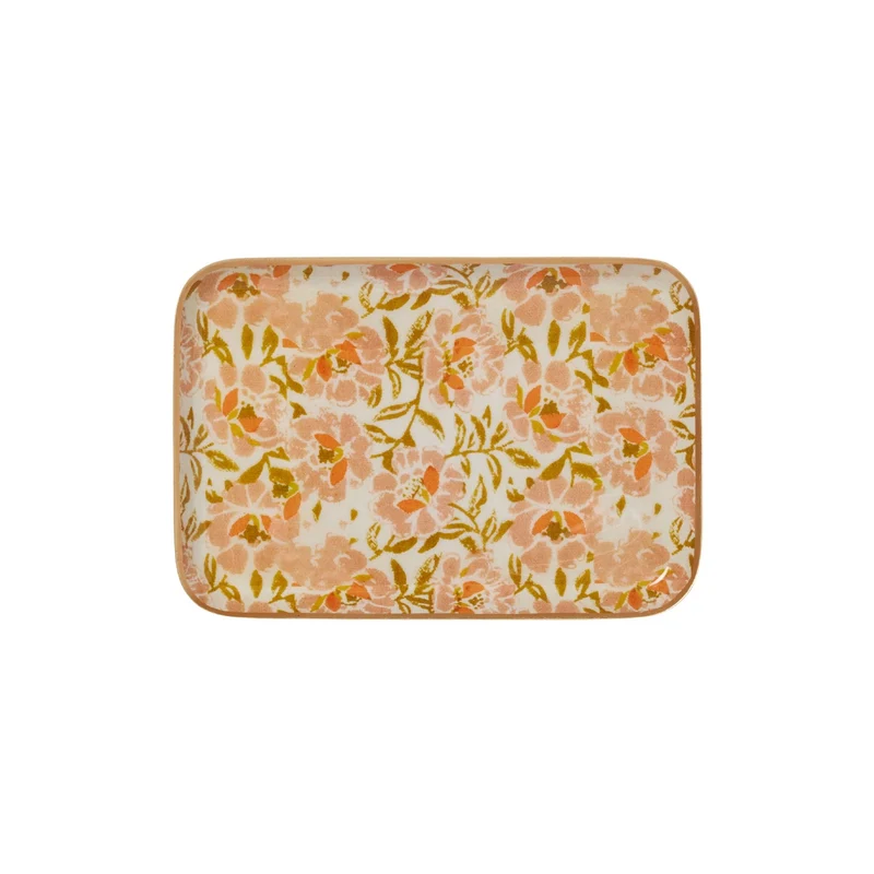 Plateau fleurs blanc et rose M