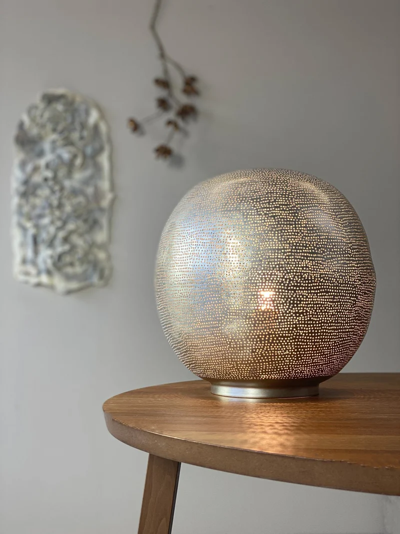 Lampe ronde argent taille M