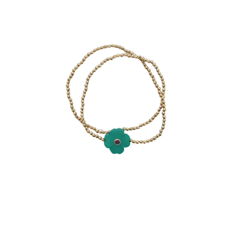 Bracelet double rang Fleur Jade vert