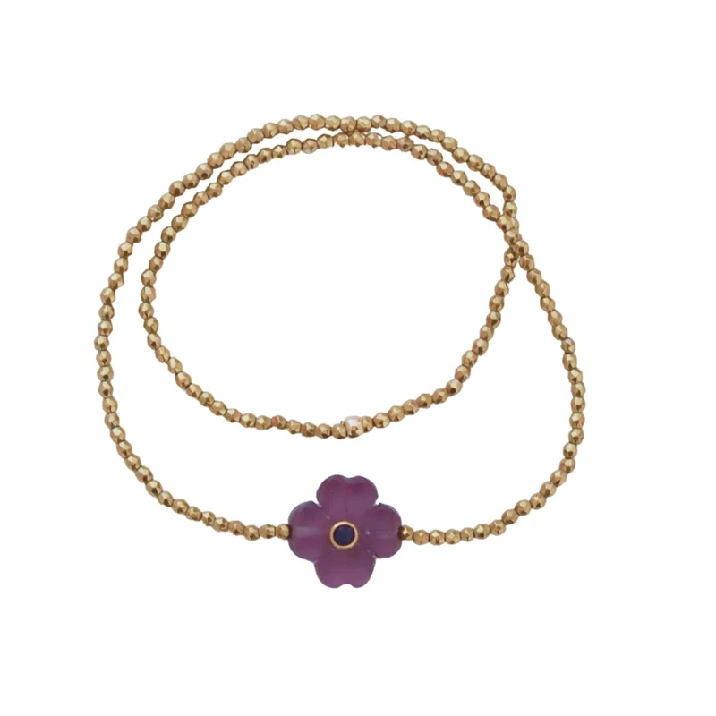 Bracelet double rang Fleur Améthyste