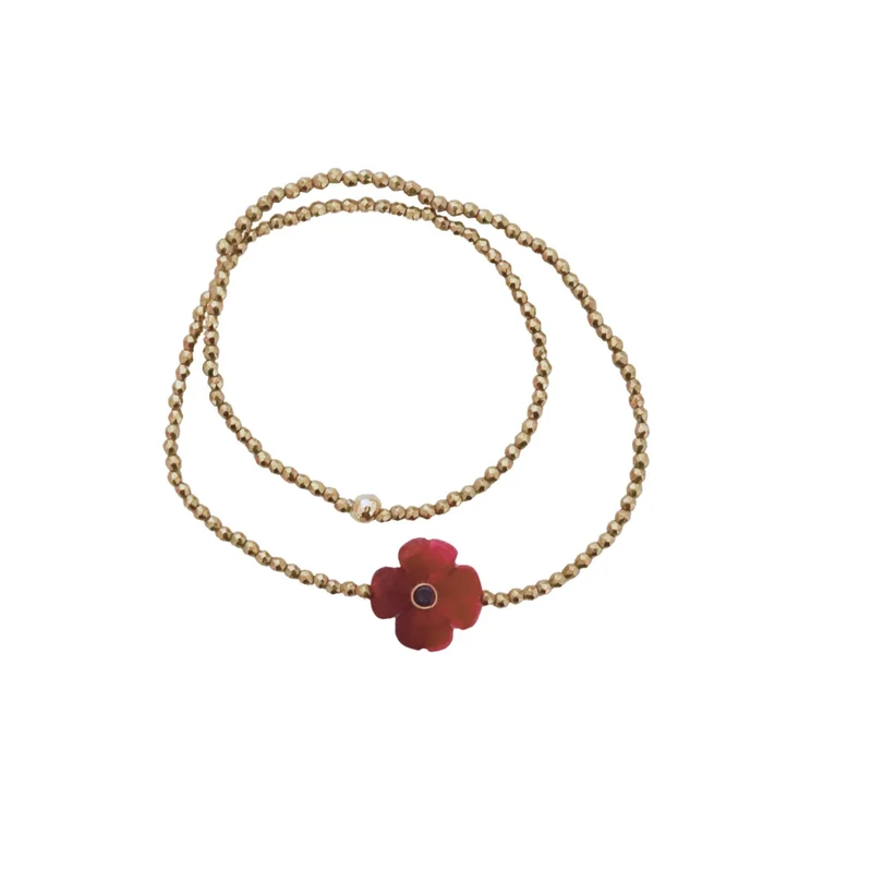 Bracelet double rang Fleur Rubis indien