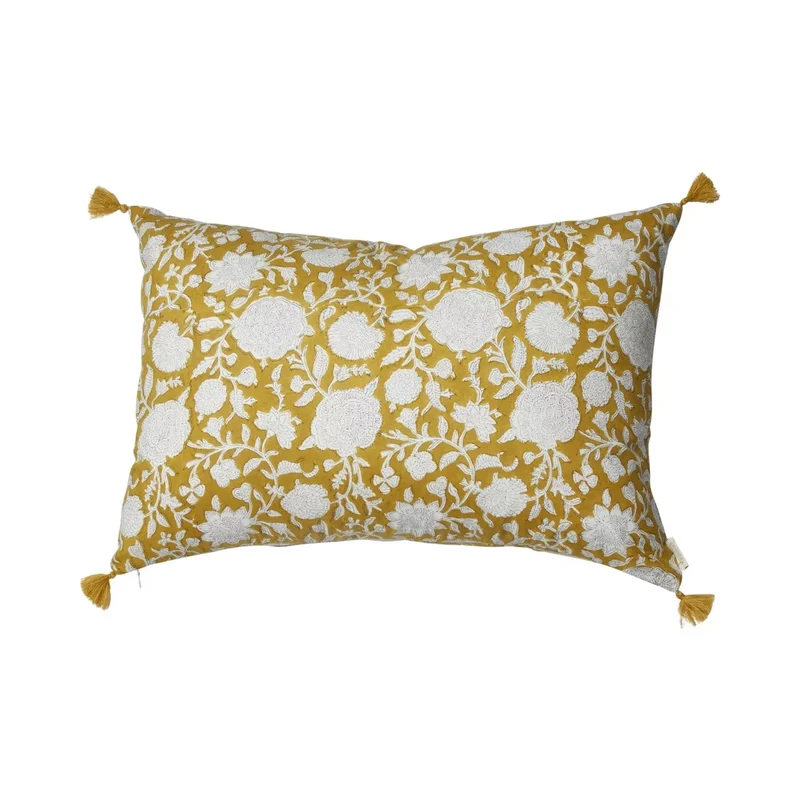Coussin à fleurs safran