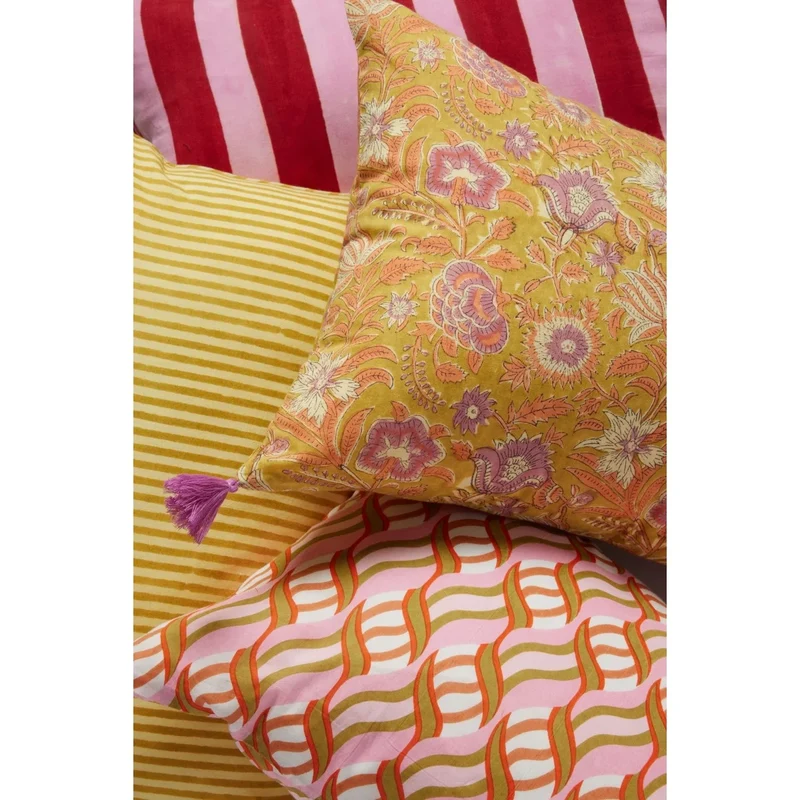 Coussin à fleurs kiwi