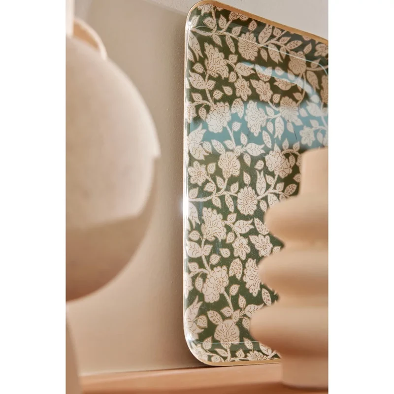 Plateau fleurs vert M