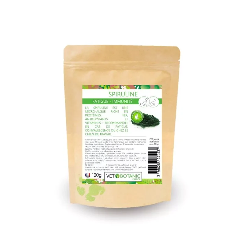 SPIRULINE – Algue pure en poudre – Fortifiant & revitalisant chiens et chats