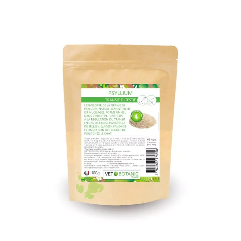 PSYLLIUM tégument pur en poudre – Transit digestif chiens et chats