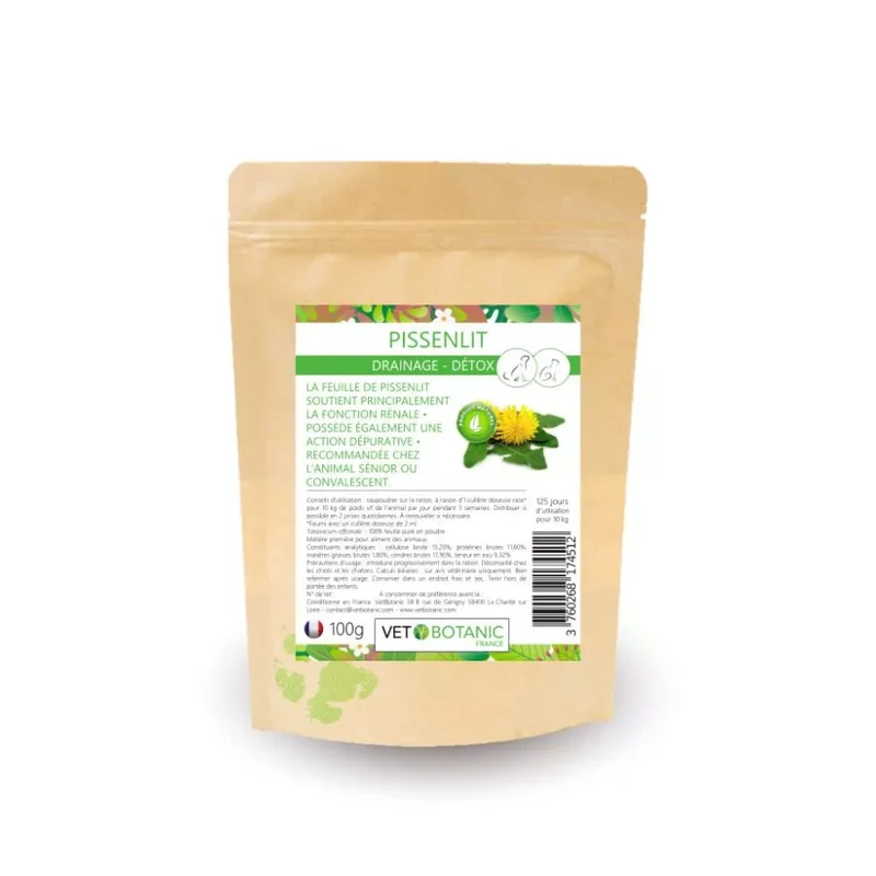 PISSENLIT Plante pure en poudre – Draînage et détox chiens et chats