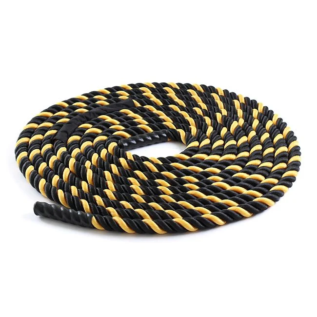 Corde de combat noire / jaune en nylon 50' à ondulation