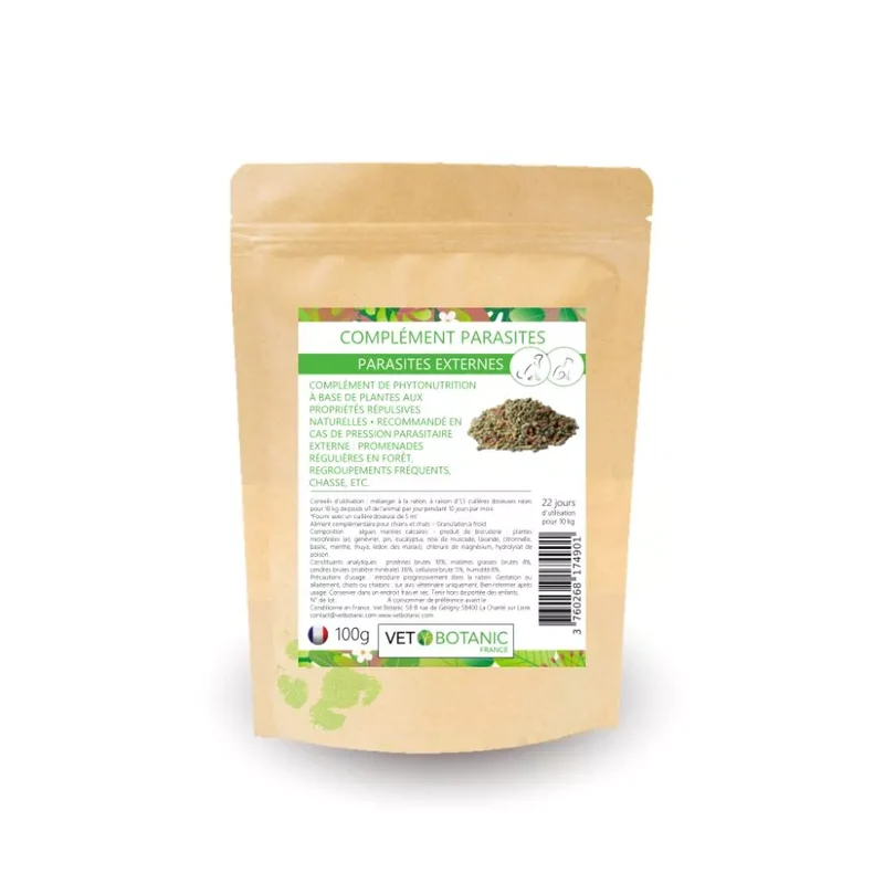 COMPLEMENT PARASITES EXTERNES – Protection contre les puces et les tiques chez le chien et le chat