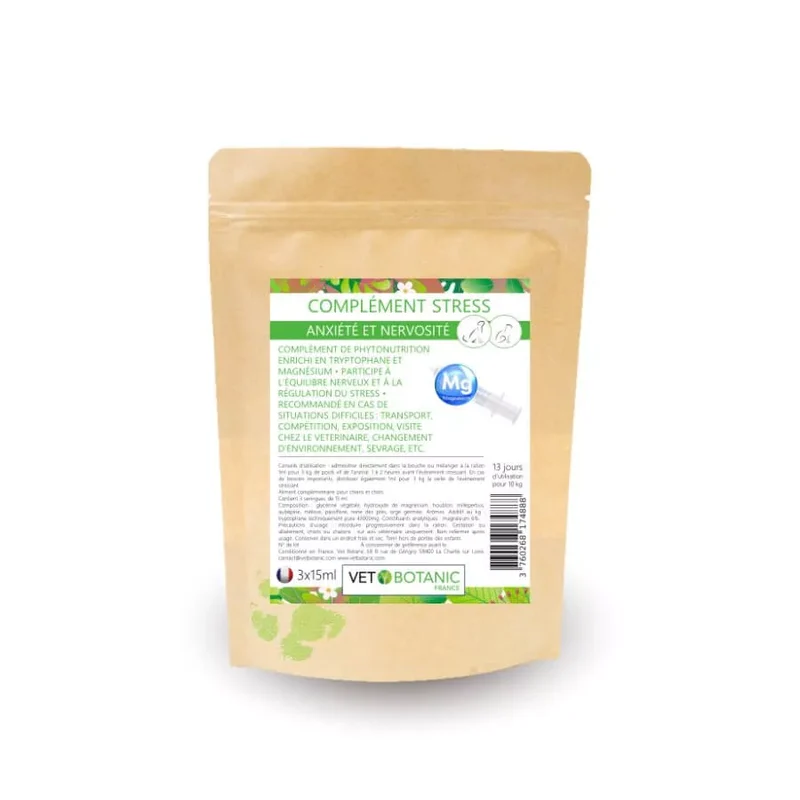 COMPLEMENT ANTI STRESS CHIEN ET CHAT – 3 seringues de 15 ml - Anxiété et nervosité