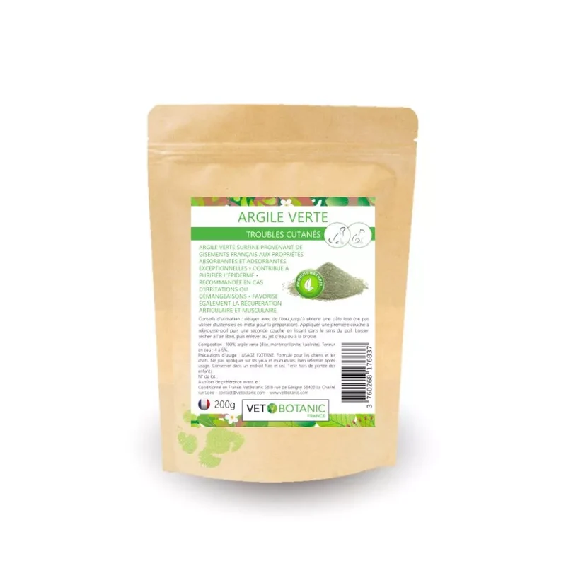 ARGILE VERTE EN POUDRE – Troubles cutanés du chien et du chat