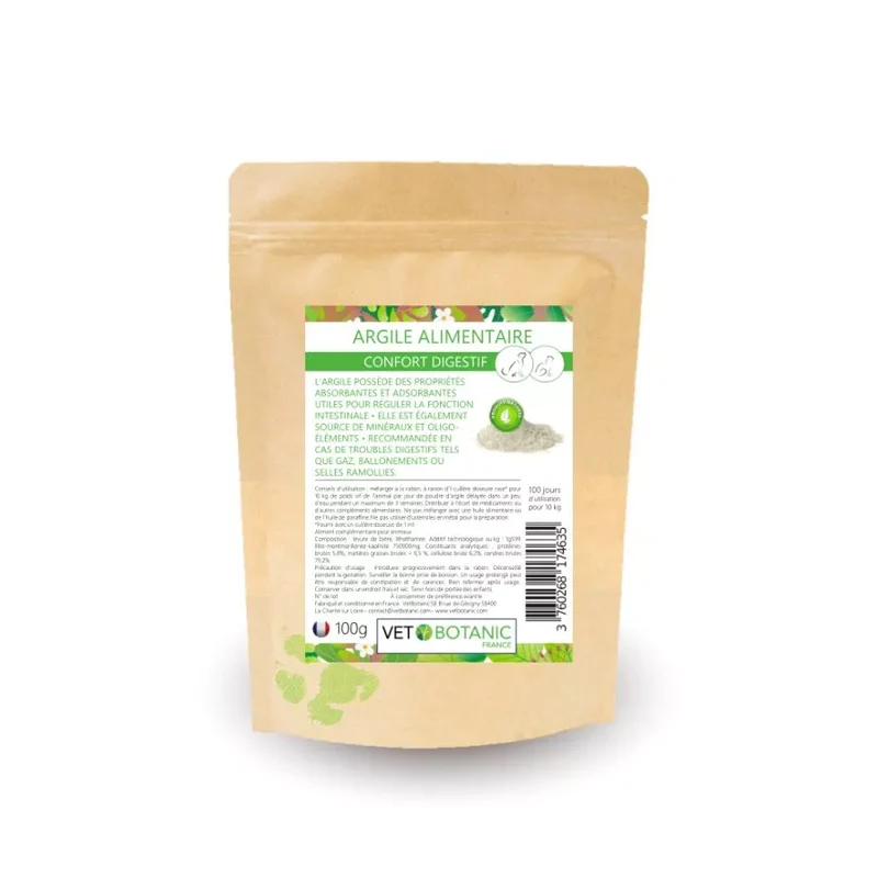 ARGILE ALIMENTAIRE – Confort digestif (gaz, ballonnements ou selles ramollies) du chien et du chat
