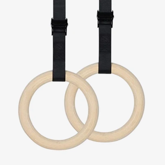 Anneaux gymnastique Elite en bois MURPH - Noir