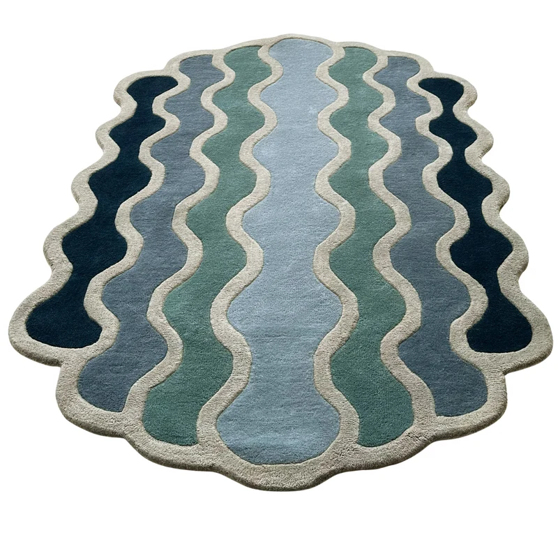 Tapis bleu Coquillage