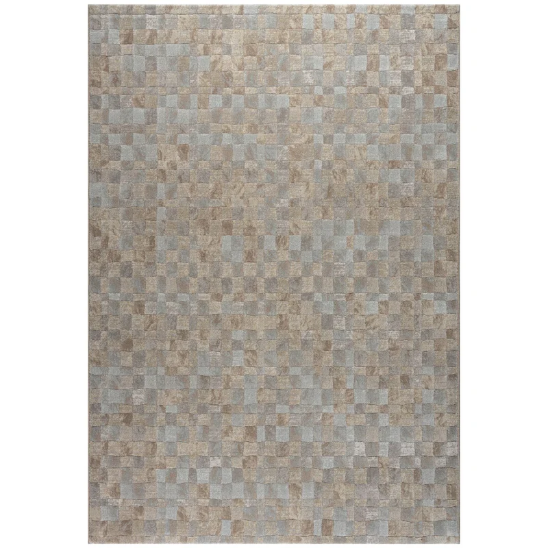 Tapis beige/gris cube