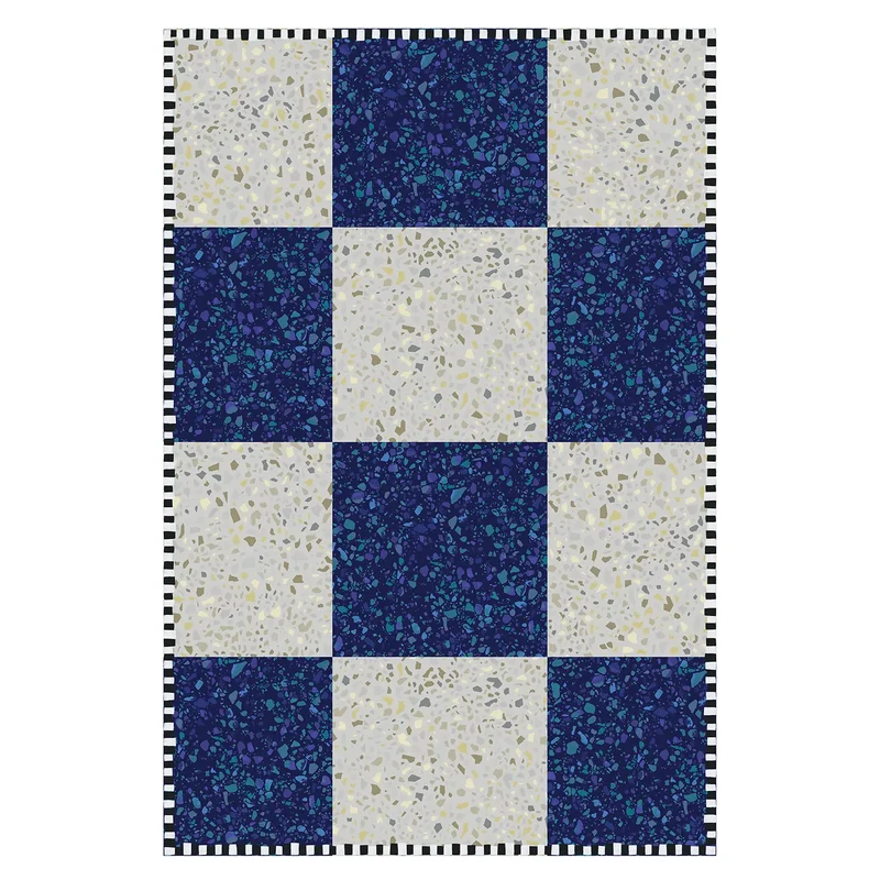 Tapis vinyle Damier bleu