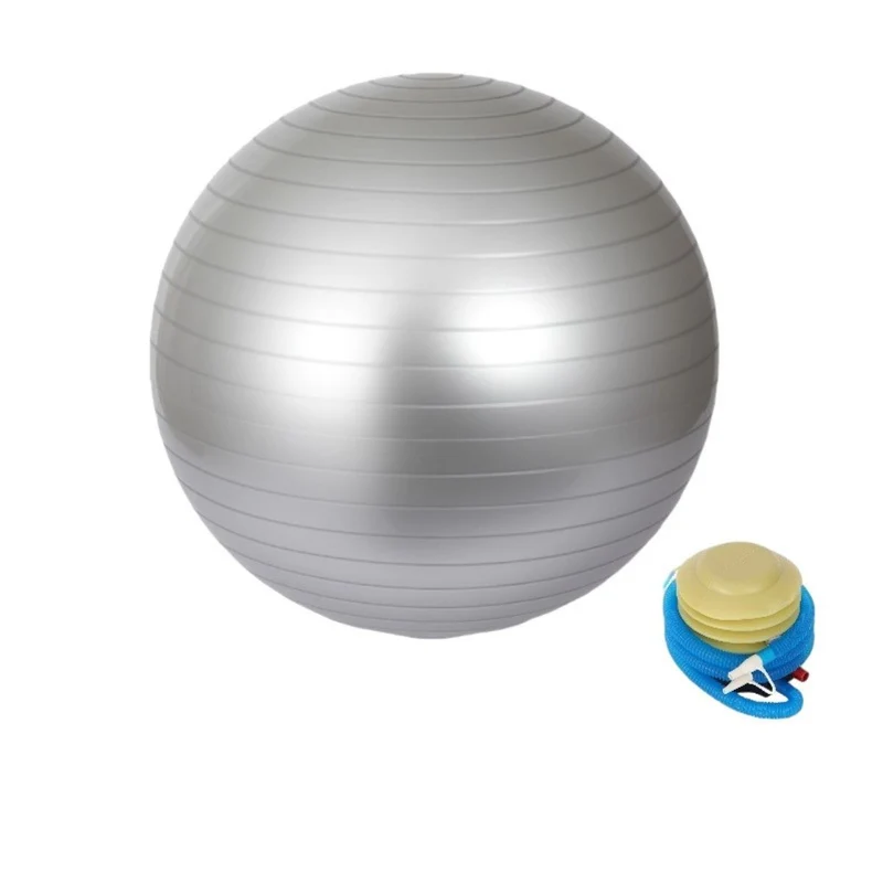 Ballon de Gymnastique Fitness Anti-éclatement Synerfit Ø65cm -pour Sport, Yoga, Pilates, Grossesse et l'accouchement Anti-Explosive Ultra-épaisse avec Pompe Pied Gonflable couleur Gris