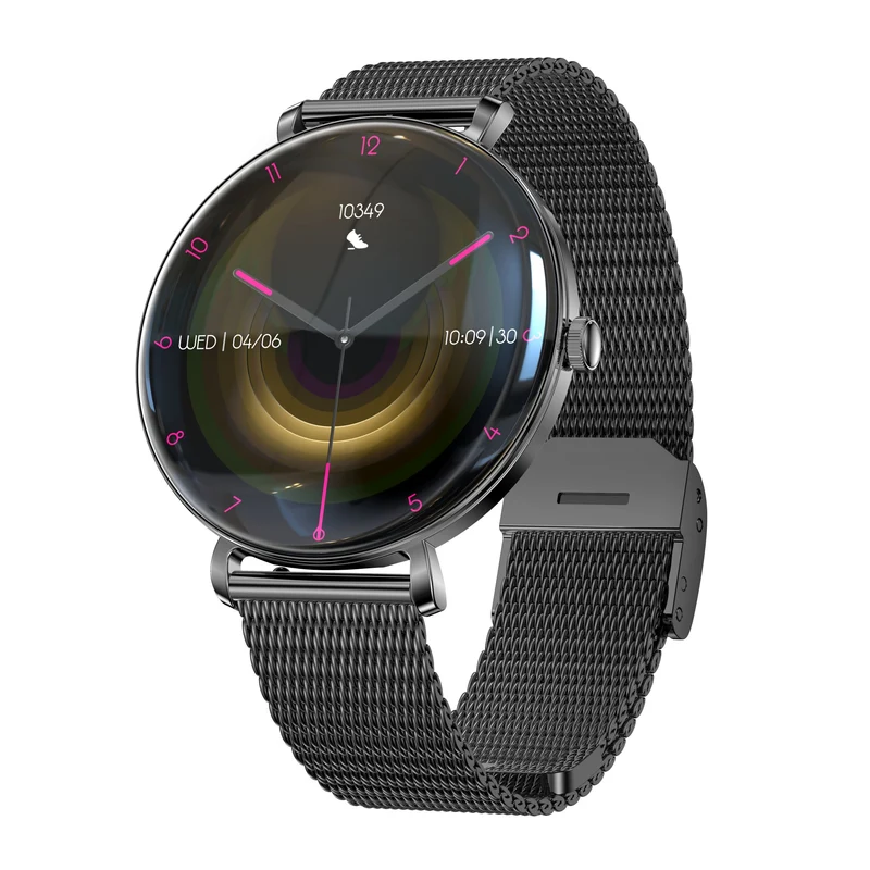 Montre connectée AMOLED- Edition ELITE écran tactile 1,43 pouces (avec bracelet milanais) couleur Noir