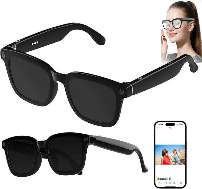 Lunettes intelligentes multifonctions NASA édition ICARE transmission Wi-Fi, Bluetooth Microphone Et Haut-Parleur Intégré Monture Mat Noir Verres Graphite Modèle Unisex design