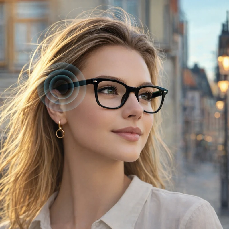 Lunettes intelligentes multifonctions NASA édition ICARE transmission Wi-Fi, Bluetooth Microphone Et Haut-Parleur Intégré Monture Mat Noir Verres Incolore Modèle Unisex design