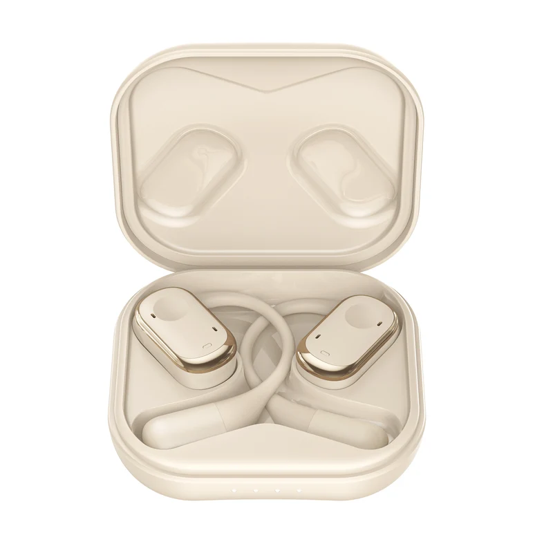 Ecouteurs sans fil Bluetooth 5.3 - Sport édtion DYNAMIC avec Écran à LED couleur Or Beige