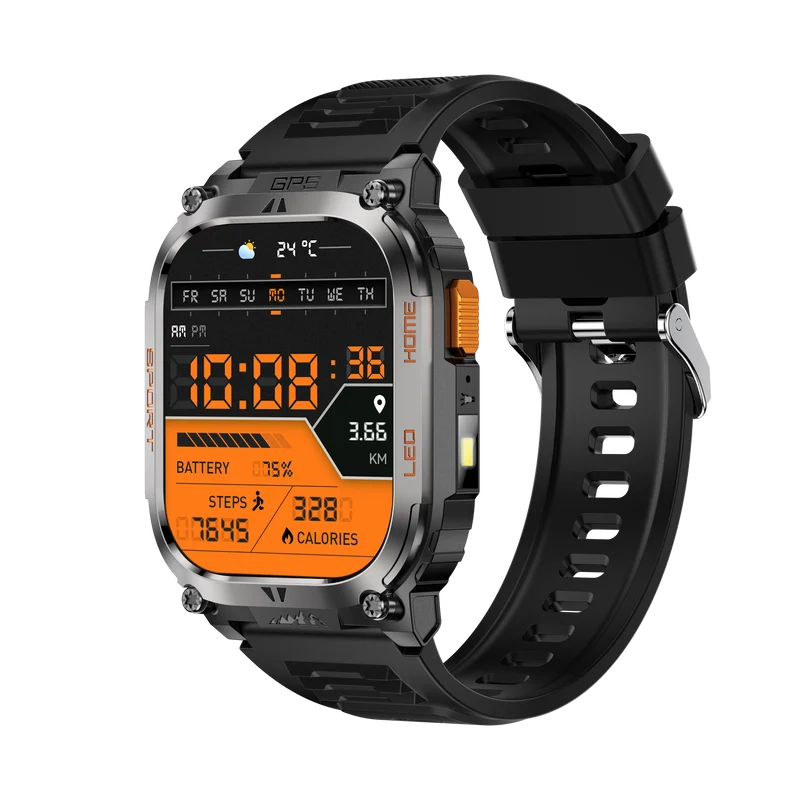 Montre connectée AMOLED NASA GPS edition Daytona . écran couleur haute définition de 2,01 pouces 240 x 296 pixels- (avec bracelet silicone)