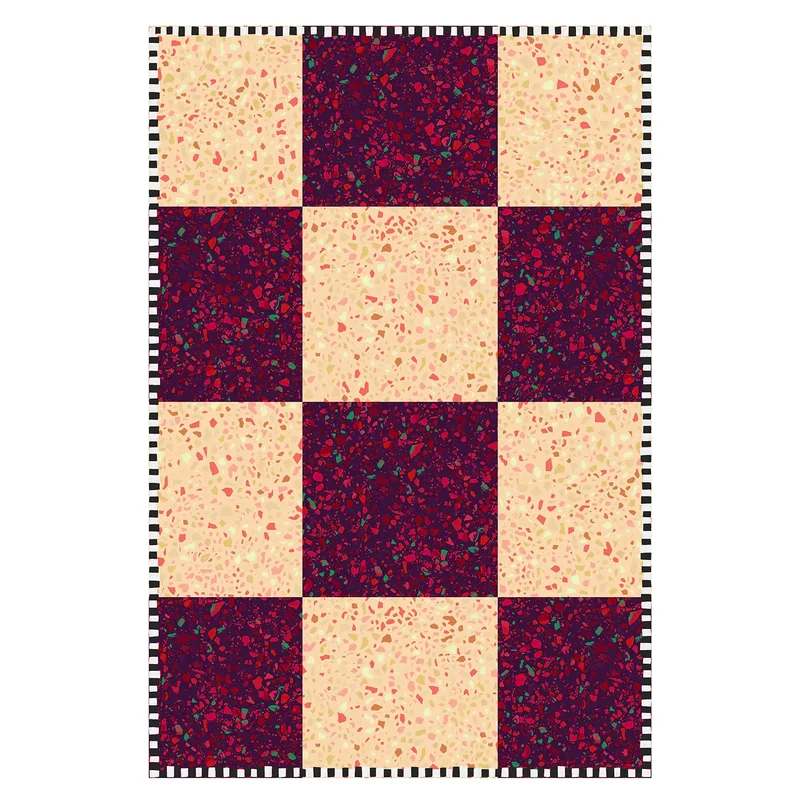 Tapis vinyle Damier prune
