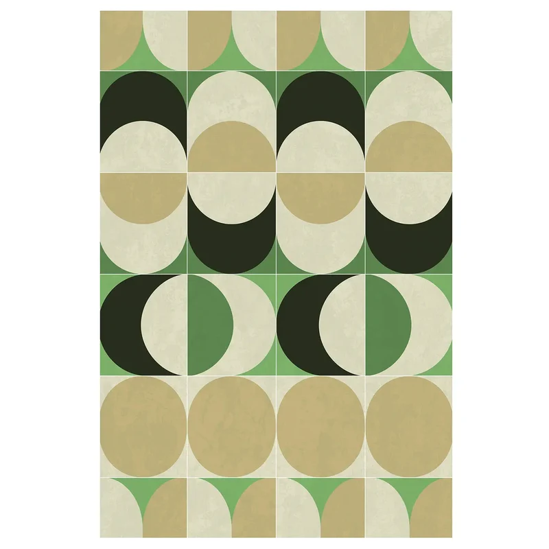 Tapis vinyle vert et jaune Bulb