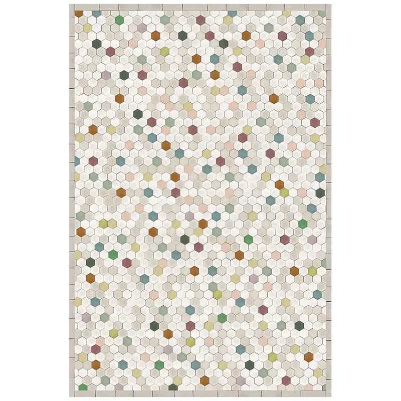 Tapis vinyle Tomettes multicolore