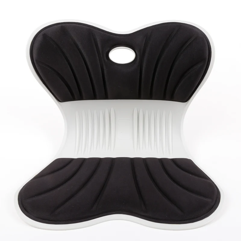 Coussin de siège SYNERFIT en mousse à mémoire de forme de L intégré avec soutien lombaire, coussin de chaise de bureau orthopédique ergonomique modèle Celia colorie Noir écru