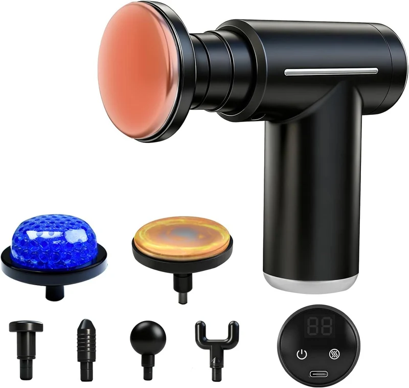 Pistolet de Massage Musculaire SYNERFIT 6 vitesses réglables 6 têtes de massage modèle Smart Gun colorie Noir