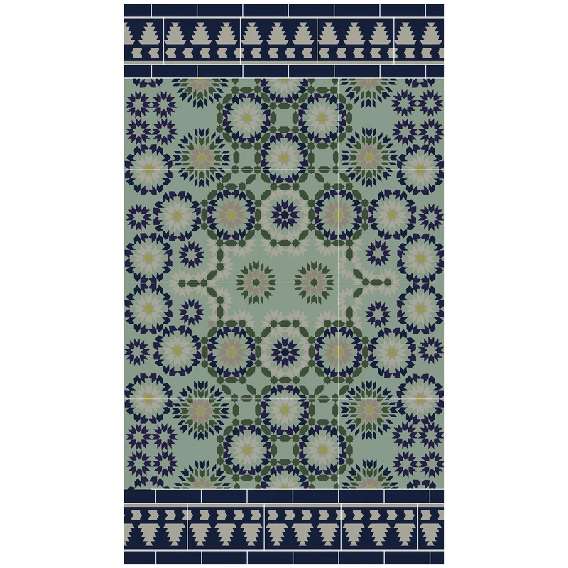 Tapis vinyle Tanger bleu-vert