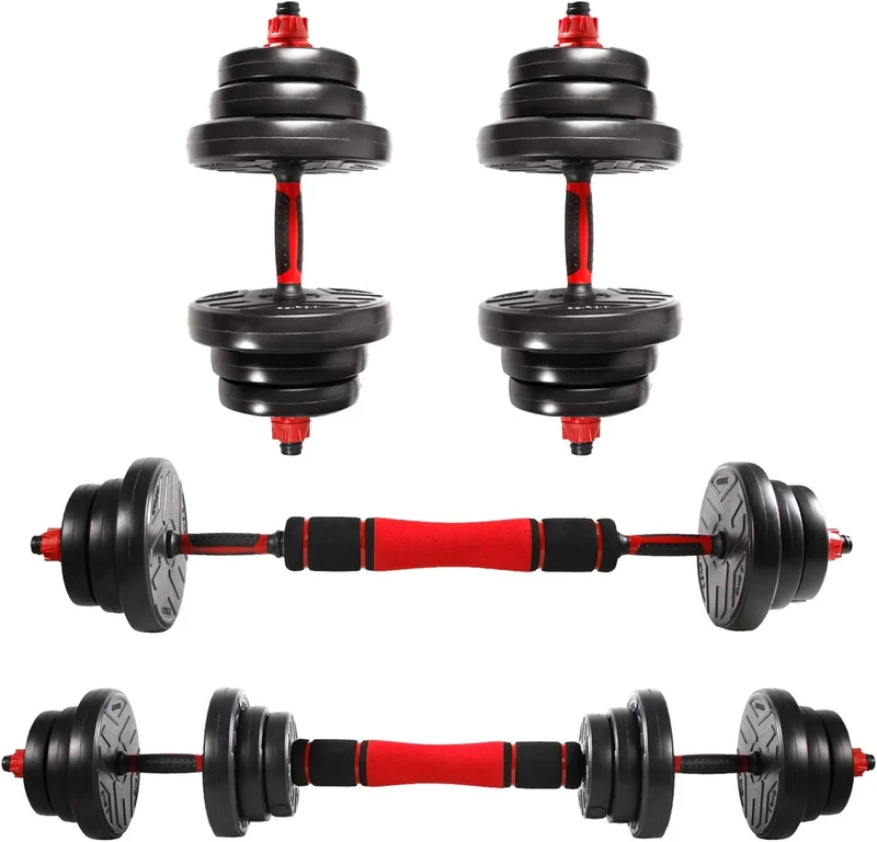 Haltères Réglables Homefit DualFlex 20 ou 40 kg – 2 en 1 avec Barre – Poids Ajustables – Poignées Antidérapantes