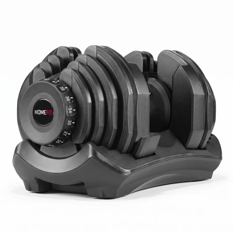 Haltère Réglable Homefit IronFlex 4,5 à 40,8 kg – 17 Niveaux de Poids – Réglage Rapide – Socle Inclus