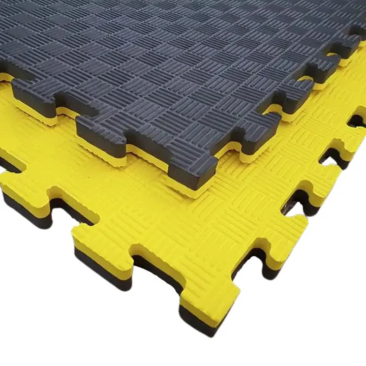 Tatami Puzzle Sol 100x100x3 cm | Ensemble 30 Pièces - Noir/Jaune