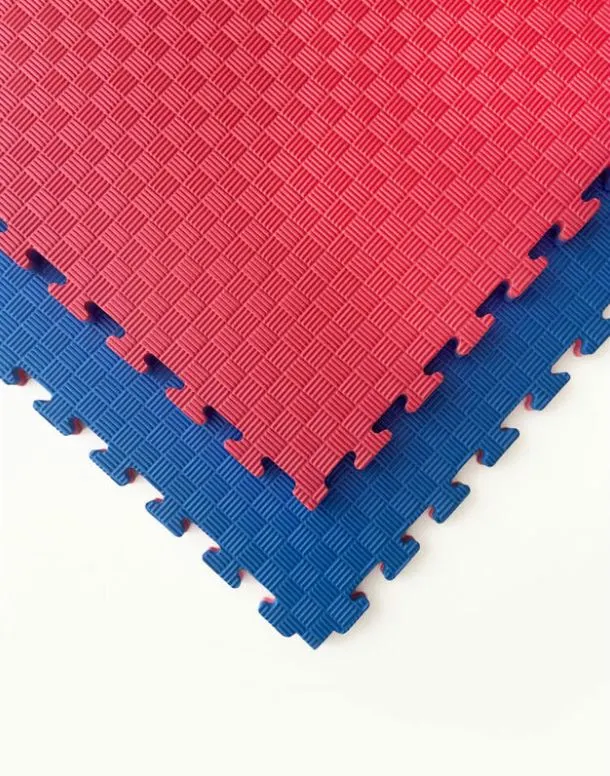 Tatami Puzzle Sol 100x100x2 cm | Set 10 Pièces - Bleu/Rouge