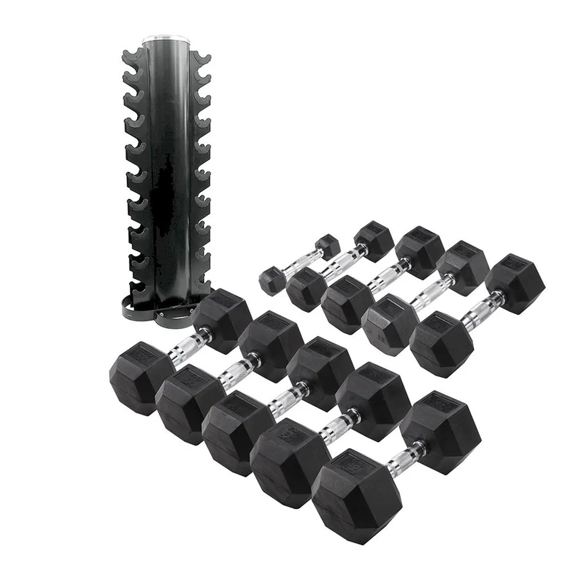 Body-Solid Kit Haltères Hexagonales de 1 à 10 kg avec Rack - HEXDU-SETREK
