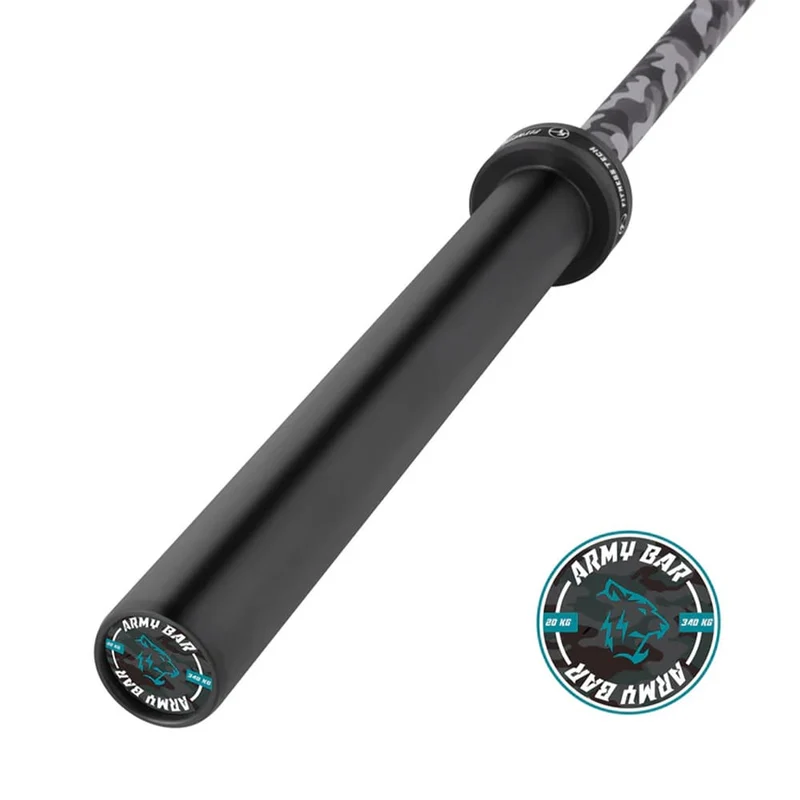 Barre olympique camouflage 2,2 m x 50 mm – 4 roulements (365 kg)