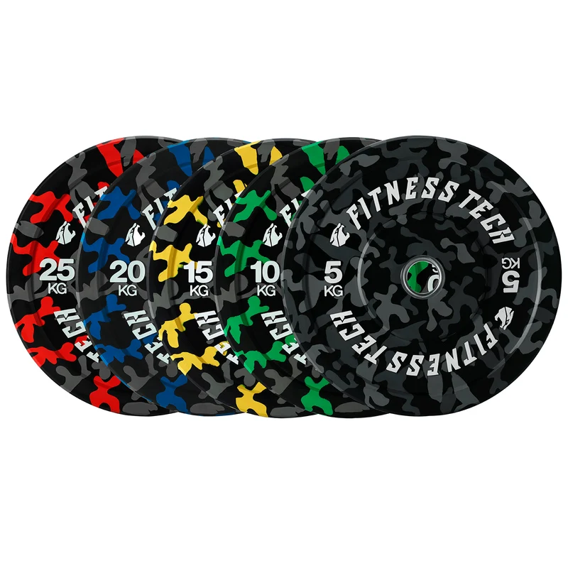 Lot de 150kg Disque Bumper Plate Camouflage Flecks Haute Résistance