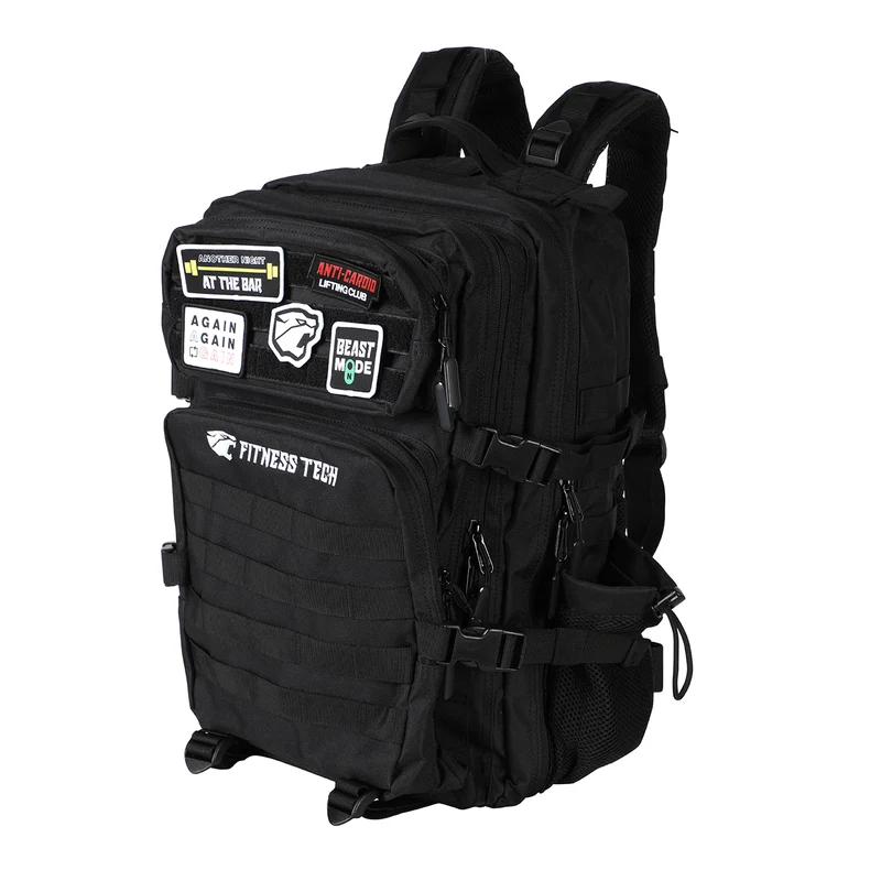 Mochila Fitness Tech avec des patchs et porte-bouteilles