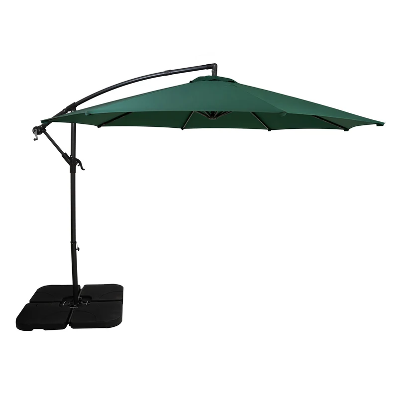 Parasol Banane à Mât Déporté 3 m & Pied Carré - Vert