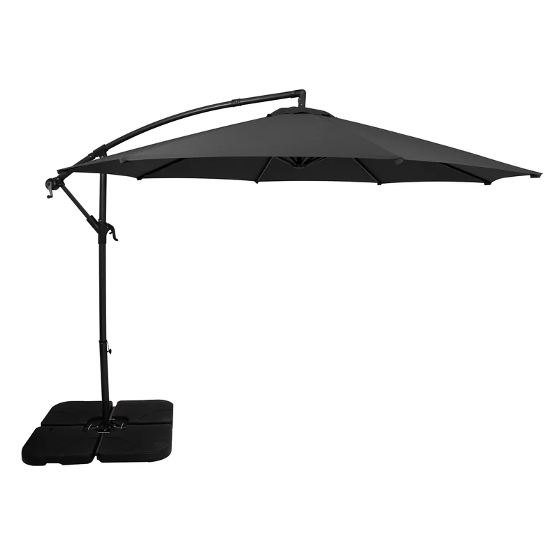 Parasol Banane à Mât Déporté 3 m & Pied Carré - Gris