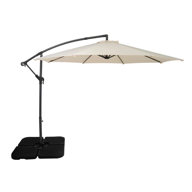 Parasol Banane à Mât Déporté 3 m & Pied Carré - Crème