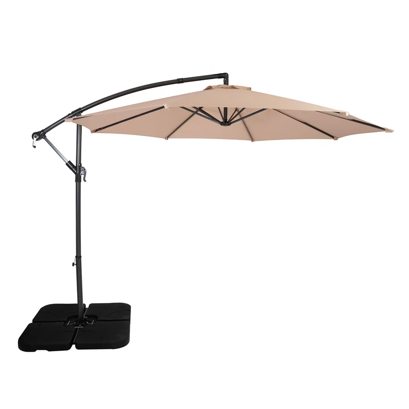 Parasol Banane à Mât Déporté 3 m & Pied Carré - Beige